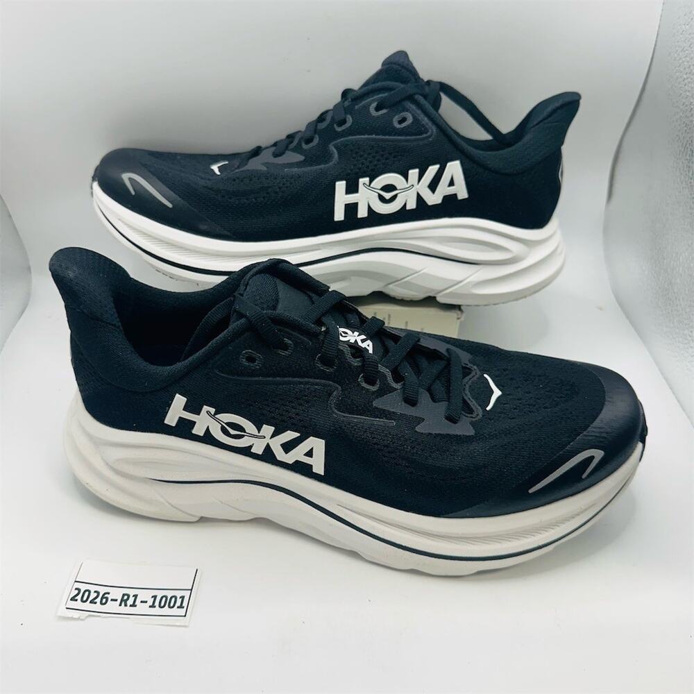 HOKA Clifton 10 Running Shoes Youth US 6.5 EU 40 Black White Cushioned